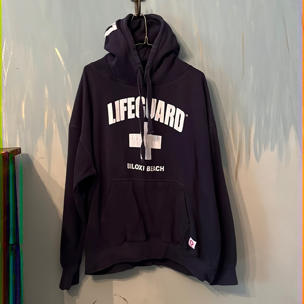 Biloxi Beach Lifeguard Hoodie byLifeguard Plus Navy Blue 2x Large